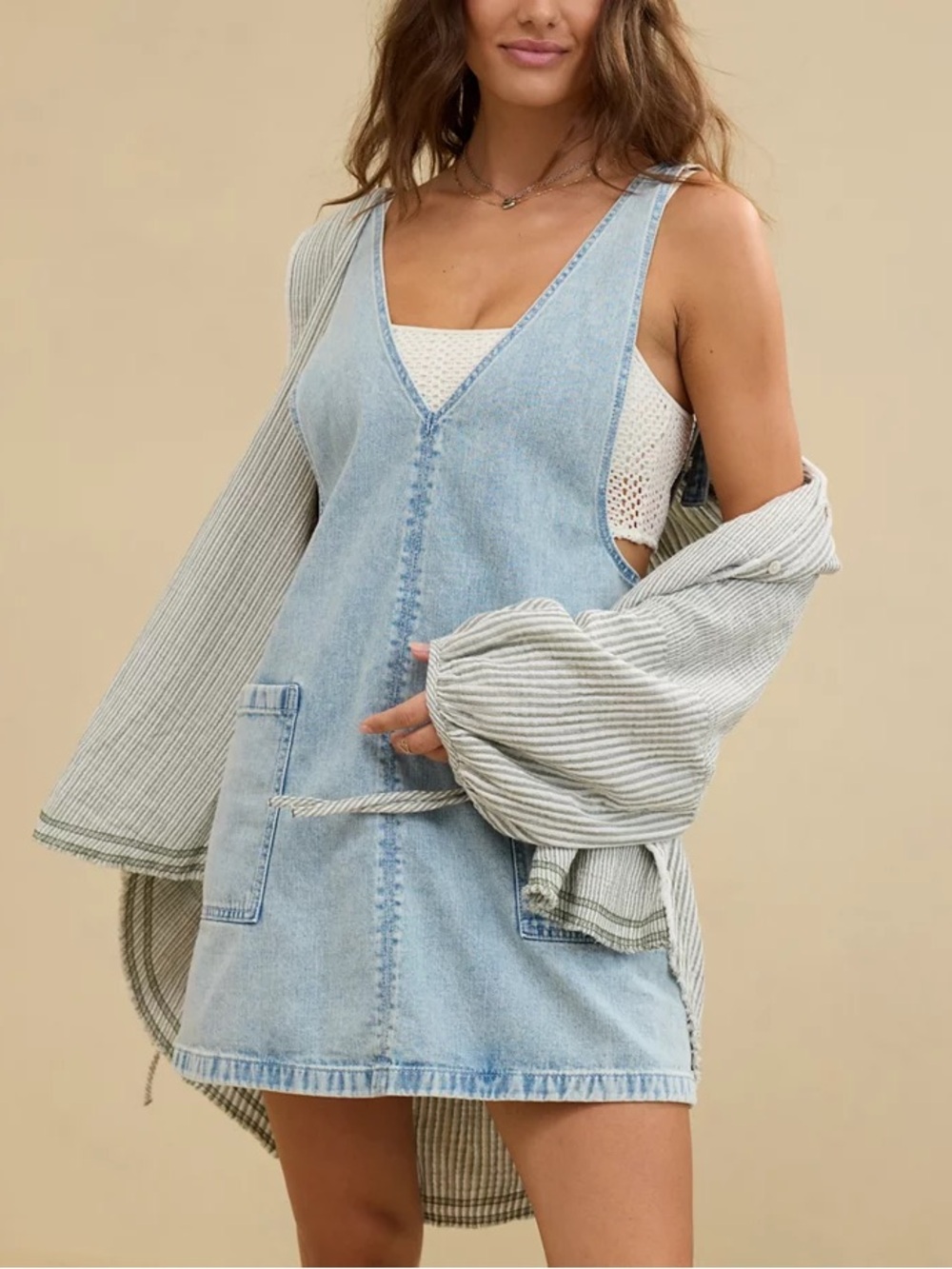 Zara Light Washed Denim Dress